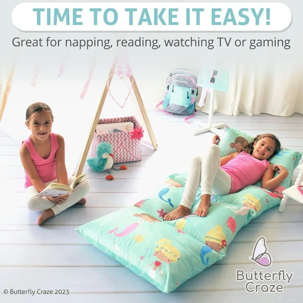 Pillow Bed Floor Lounger Cover - Aqua Mermaid